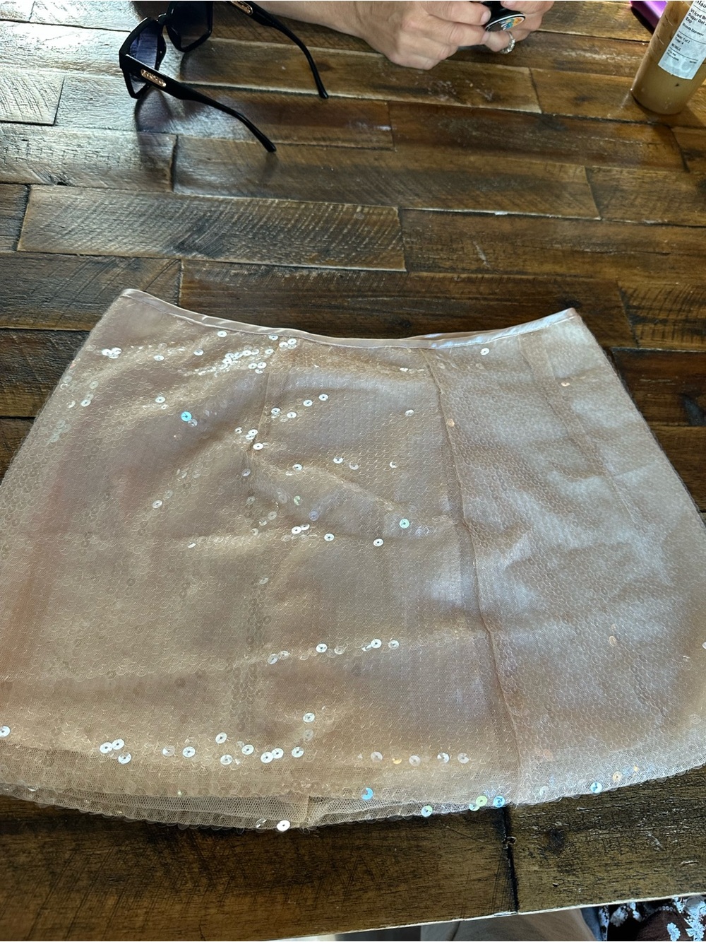 SHEIN Pale Pink Sequin Mini Skirt